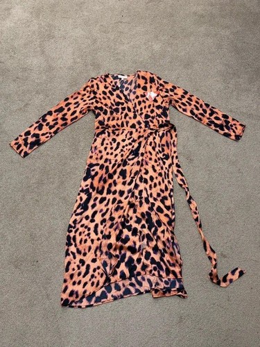Orange leopard print long tie